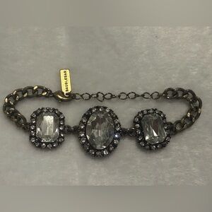 BaubleBar Adjustable Bracelet w/ Gray-Clear Glass Charms